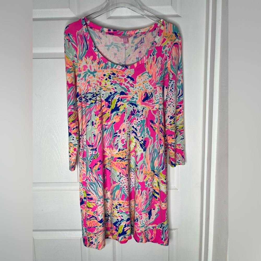 Lilly Pulitzer Pink Floral Mini Shift Dress Sz S